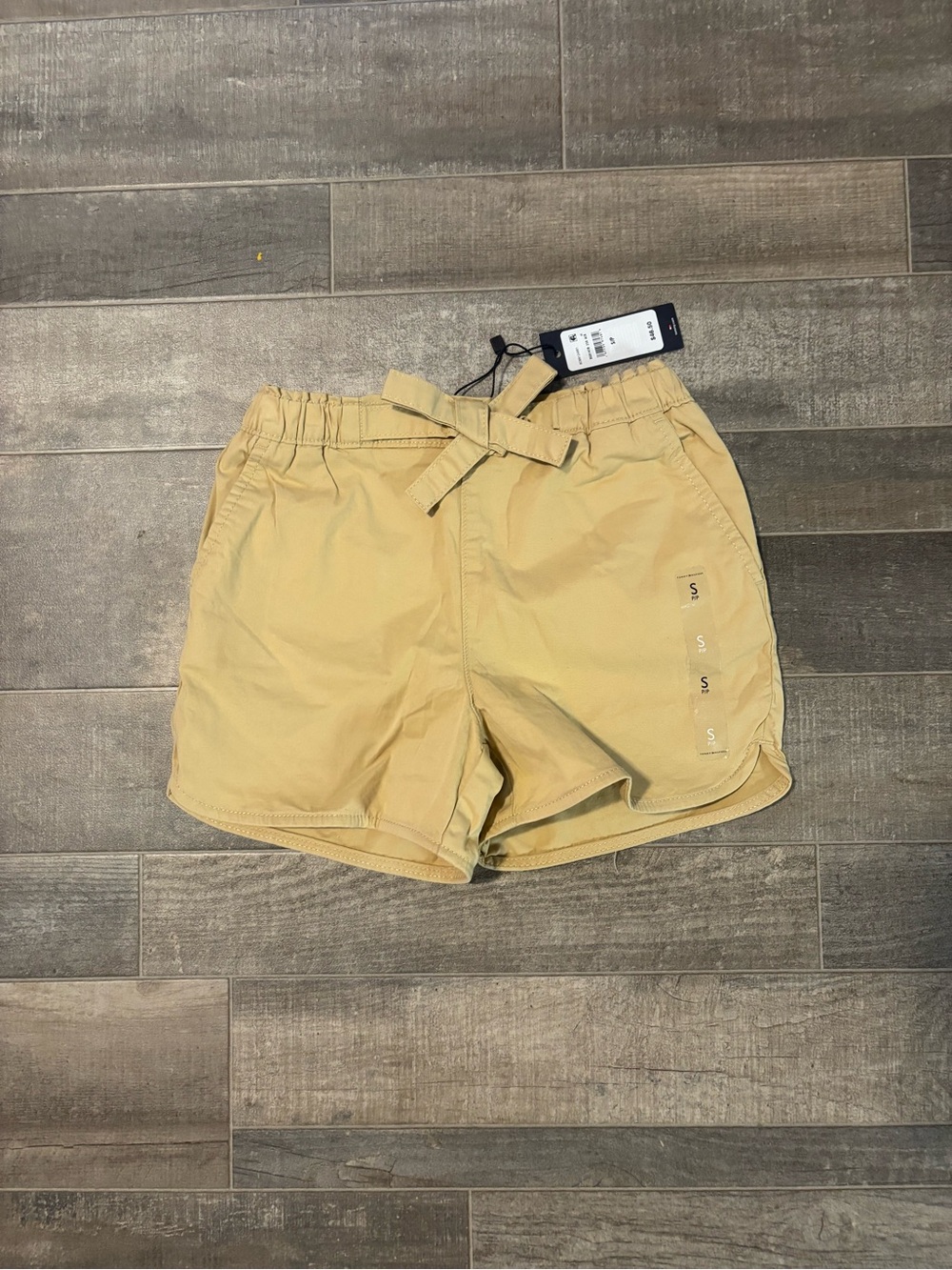 Tommy Hilfiger Light Khaki Elastic-Waist Kids Shorts with Tie